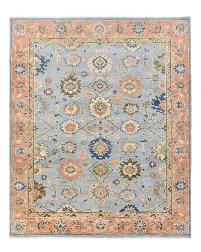 Solo Rugs Liza Contemporary Floral Hand-knotted Wool-blend Area Rug In Gray
