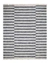 Solo Rugs Louella Contemporary Striped Hand-woven Wool-blend Area Rug In Black