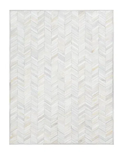 Solo Rugs Meir Handmade Wool-blend Cowhide Rug In Ivory