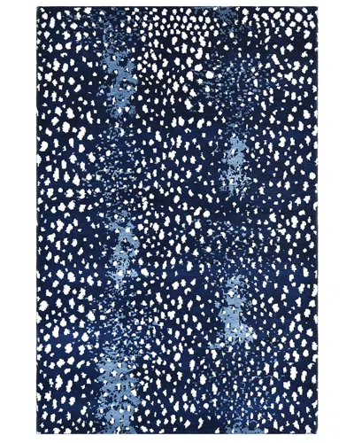 Solo Rugs Modern Hand-knotted Wool Rug In Navy