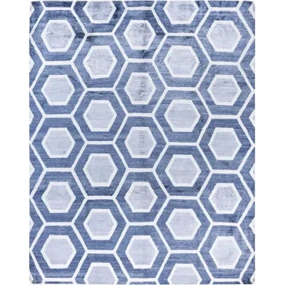 Solo Rugs Modern One-of-a-kind Hand-knotted Area Rug - Black, 8' 2" X 9' 8" In Black,navy,white,gray