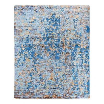 Solo Rugs Modern One-of-a-kind Hand-knotted Area Rug - Blue, 8' 1" X 10' 0" In Blue,brown,beige,purple