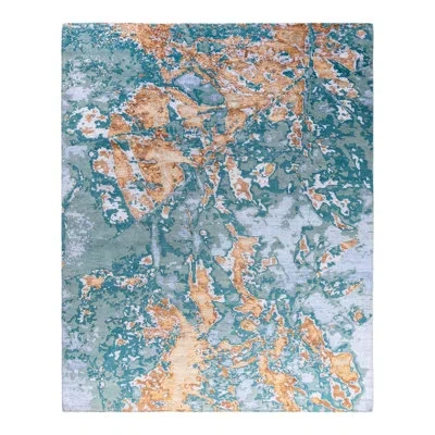 Solo Rugs Modern One-of-a-kind Hand-knotted Area Rug - Blue, 8' 2" X 10' 1" In Blue,teal,orange