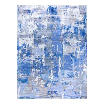 Solo Rugs Modern One-of-a-kind Hand-knotted Area Rug - Blue, 9' 1" X 11' 10"
