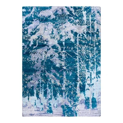 Solo Rugs Modern One-of-a-kind Hand-knotted Area Rug - Blue, 9' 1" X 12' 2"