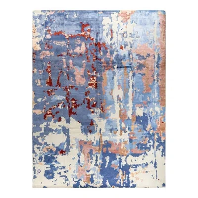 Solo Rugs Modern One-of-a-kind Hand-knotted Area Rug - Blue, 9' 2" X 12' 2"