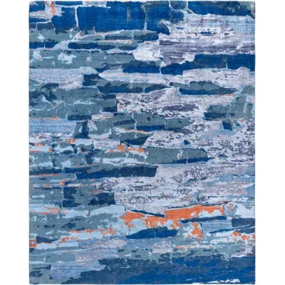 Solo Rugs Modern One-of-a-kind Hand-knotted Area Rug - Gray, 8' 3" X 10' 3" In Gray,blue,orange