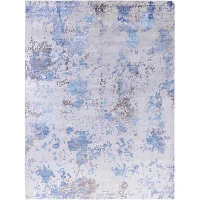Solo Rugs Modern One-of-a-kind Hand-knotted Area Rug - Gray, 9' 0" X 11' 10" In Gray,blue,brown