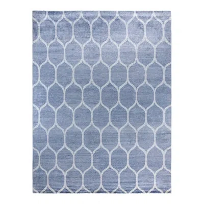 Solo Rugs Modern One-of-a-kind Hand-knotted Area Rug - Gray, 9' 3" X 12' 1" In Blue,gray