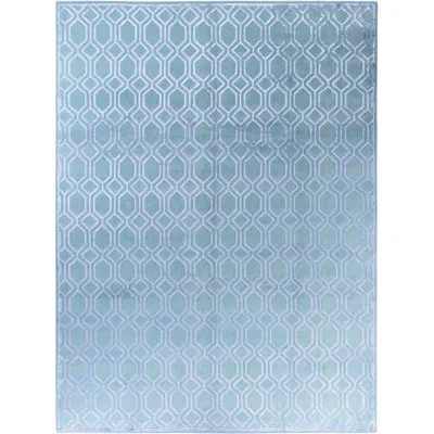 Solo Rugs Modern One-of-a-kind Hand-knotted Area Rug - Green, 9' 1" X 12' 2" In Green,light Blue