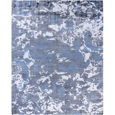 Solo Rugs Modern One-of-a-kind Hand-knotted Area Rug - Ivory, 8' 0" X 10' 0" In Ivory,blue,gray