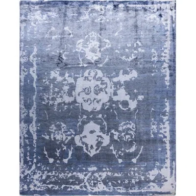 Solo Rugs Modern One-of-a-kind Hand-knotted Area Rug - Ivory, 8' 1" X 10' 1" In Ivory,blue,gray