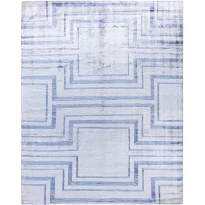 Solo Rugs Modern One-of-a-kind Hand-knotted Area Rug - Ivory, 8' 3" X 10' 4" In Ivory,blue