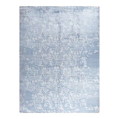 Solo Rugs Modern One-of-a-kind Hand-knotted Area Rug - Ivory, 9' 1" X 12' 2" In Ivory,light Blue