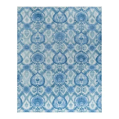 Solo Rugs Modern One-of-a-kind Hand-knotted Area Rug - Ivory, 9' 1" X 12' 3" In Ivory,blue