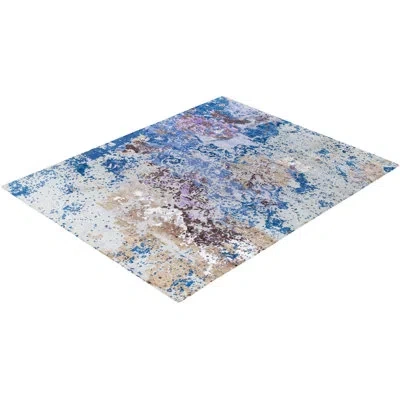 Solo Rugs Modern One-of-a-kind Hand-knotted Area Rug - Navy, 8' 3" X 10' 2" In Navy,ivory,brown,silver