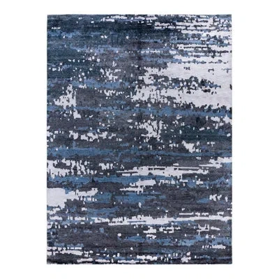 Solo Rugs Modern One-of-a-kind Handmade Area Rug - Blue, 9' 1" X 12' 1"