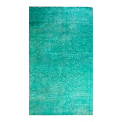 Solo Rugs One-of-a-kind Vibrance Hand-knotted New Age 6'1" X 10'1" Wool Area Rug In Turquoise