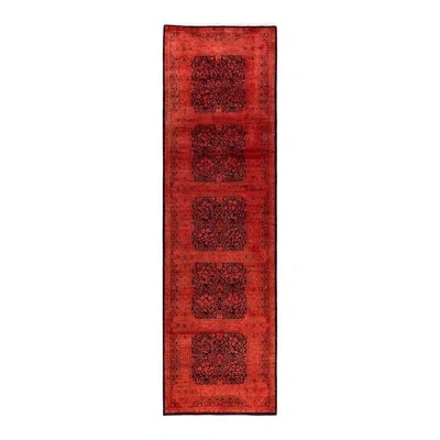 Solo Rugs Overdyed One-of-a-kind Runner 3' X 10'7" Area Rug In Pink/red/black In Pink,red,black