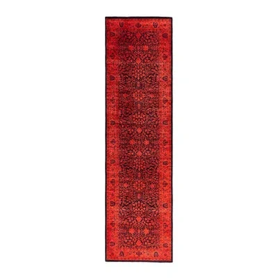 Solo Rugs Overdyed One-of-a-kind Runner 3' X 11'1" Area Rug In Red/black In Red,black