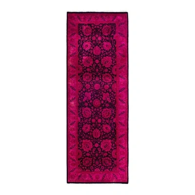 Solo Rugs Overdyed One-of-a-kind Runner 3' X 8'6" New Age Area Rug In Pink/black In Pink,black