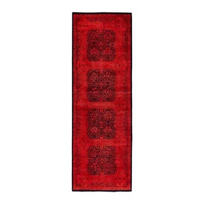Solo Rugs Overdyed One-of-a-kind Runner 3' X 9' Area Rug In Red/black In Red,black
