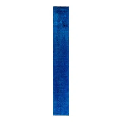 Solo Rugs Overyed One-of-a-kind 2'7" X 18'5" Area Rug In Blue/navy In Blue,navy