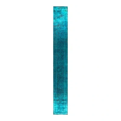 Solo Rugs Overyed One-of-a-kind 2'7" X 19'10" Area Rug In Blue/charcoal In Blue,charcoal