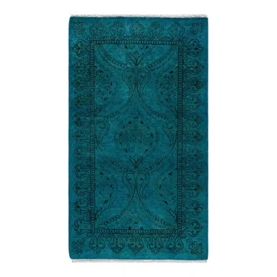 Solo Rugs Overyed One-of-a-kind 2'7" X 4'5" Area Rug In Blue/black/green In Blue,black,green