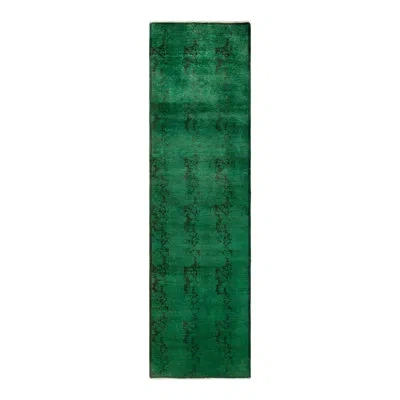 Solo Rugs Overyed One-of-a-kind 2'8" X 9'8" Area Rug In Green/black In Green,black