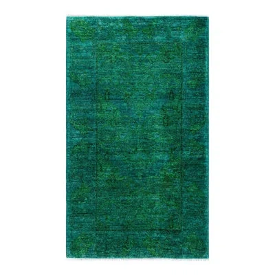 Solo Rugs Overyed One-of-a-kind 3'1" X 5'3" Area Rug In Green/teal/gray In Green,teal,gray
