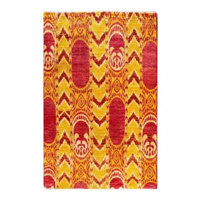 Solo Rugs Overyed One-of-a-kind 3'10" X 5'10" Area Rug In Red/yellow In Red,yellow