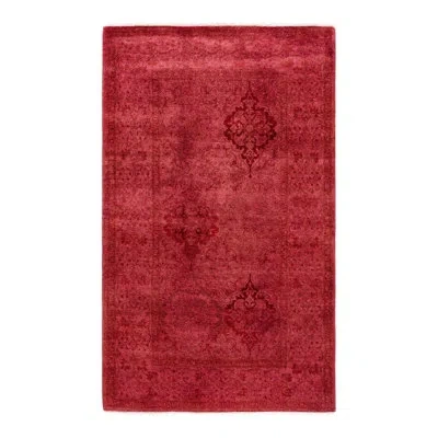 Solo Rugs Overyed One-of-a-kind 3'2" X 5'3" New Age Area Rug In Black/pink/red In Black,pink,red