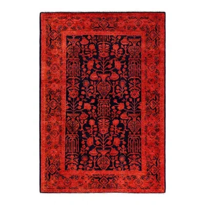 Solo Rugs Overyed One-of-a-kind 4'1" X 5'10" New Age Area Rug In Red/black In Red,black