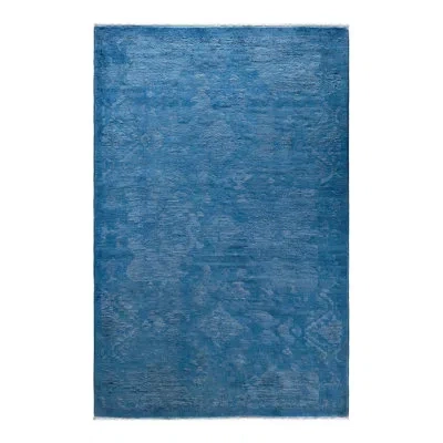Solo Rugs Overyed One-of-a-kind 4'1" X 6'2" Area Rug In Blue/ivory In Blue,ivory