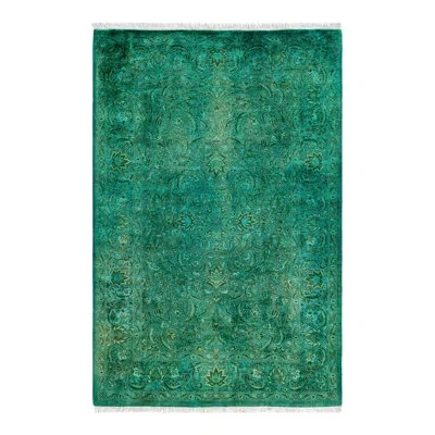 Solo Rugs Overyed One-of-a-kind 4'1" X 6'2" Area Rug In Green/ivory In Green,ivory
