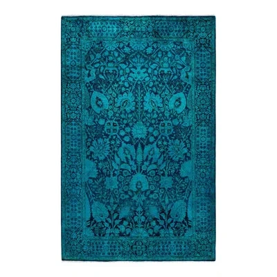 Solo Rugs Overyed One-of-a-kind 4'2" X 6'3" Area Rug In Blue/purple In Blue,purple