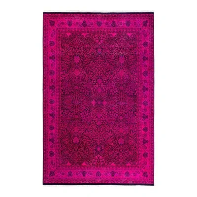 Solo Rugs Overyed One-of-a-kind 5'10" X 9'1" Area Rug In Pink/black In Pink,black