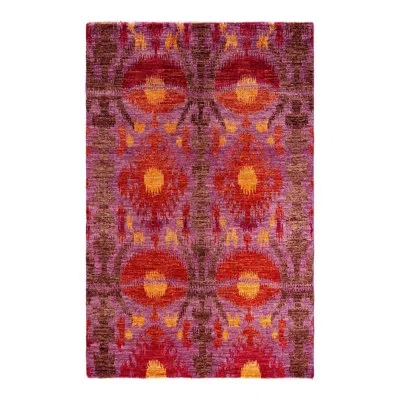 Solo Rugs Overyed One-of-a-kind 5'10" X 9'2" Area Rug In Red/yellow/brown In Red,yellow,brown
