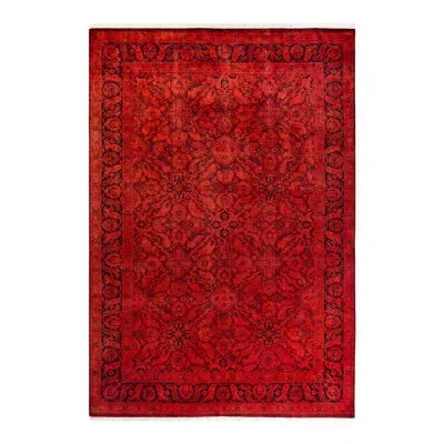 Solo Rugs Overyed One-of-a-kind 6'1" X 8'10" New Age Area Rug In Red/black In Red,black