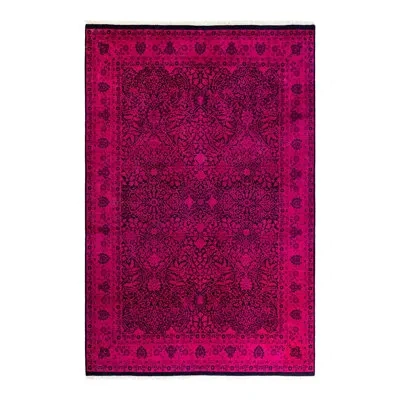 Solo Rugs Overyed One-of-a-kind 6'1" X 9'1" Area Rug In Pink/black In Pink,black