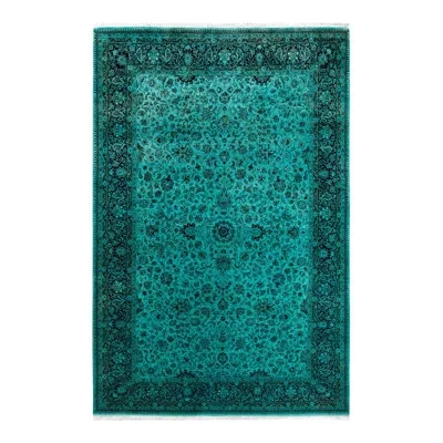 Solo Rugs Overyed One-of-a-kind 6'1" X 9'2" New Age Area Rug In Blue/black/brown In Blue,black,brown