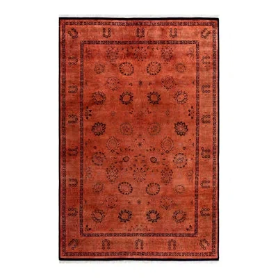 Solo Rugs Overyed One-of-a-kind 6'1" X 9'4" New Age Area Rug In Orange/black/gray In Orange,black,gray