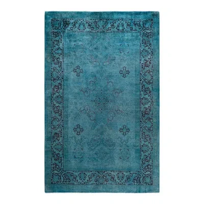 Solo Rugs Overyed One-of-a-kind 6'1" X 9'7" Area Rug In Blue/gray/dark Brown In Blue,gray,dark Brown