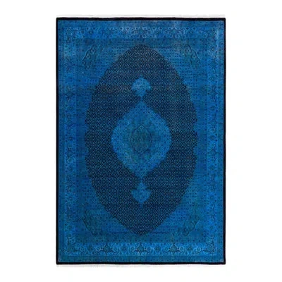 Solo Rugs Overyed One-of-a-kind 6'2" X 8'10" Area Rug In Blue/gray/black In Blue,gray,black