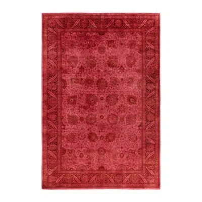 Solo Rugs Overyed One-of-a-kind 6'2" X 9'1" Area Rug In Pink/dark Red/brown In Pink,dark Red,brown