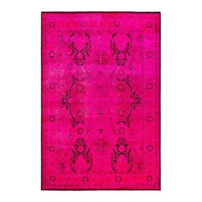 Solo Rugs Overyed One-of-a-kind 6'3" X 9' Area Rug In Pink/red/dark Brown In Pink,red,dark Brown