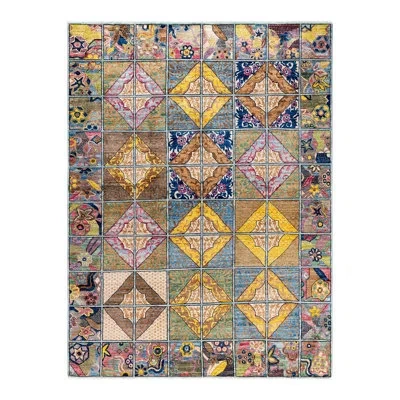 Solo Rugs Overyed One-of-a-kind 6'4" X 8'7" Area Rug In Brown/blue/purple In Brown,blue,purple