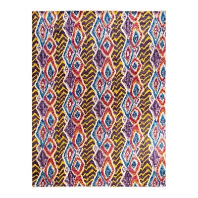 Solo Rugs Overyed One-of-a-kind 7'10" X 10'4" Area Rug In Blue/red/yellow In Blue,red,yellow