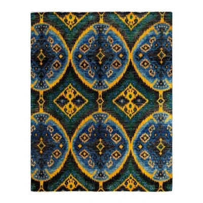 Solo Rugs Overyed One-of-a-kind 8' X 9'10" Area Rug In Blue/yellow/green In Blue,yellow,green
